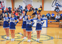 The DIS cheerleaders work the crowd