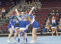 The squad performs an eye-catching stunt