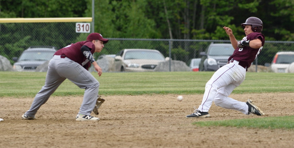 Marshal Lebel successfully steals 2nd base in the bottom of the second inning. Photo by Franklin Brown