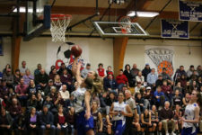 Eagle Morgan Duak goes for a lay up