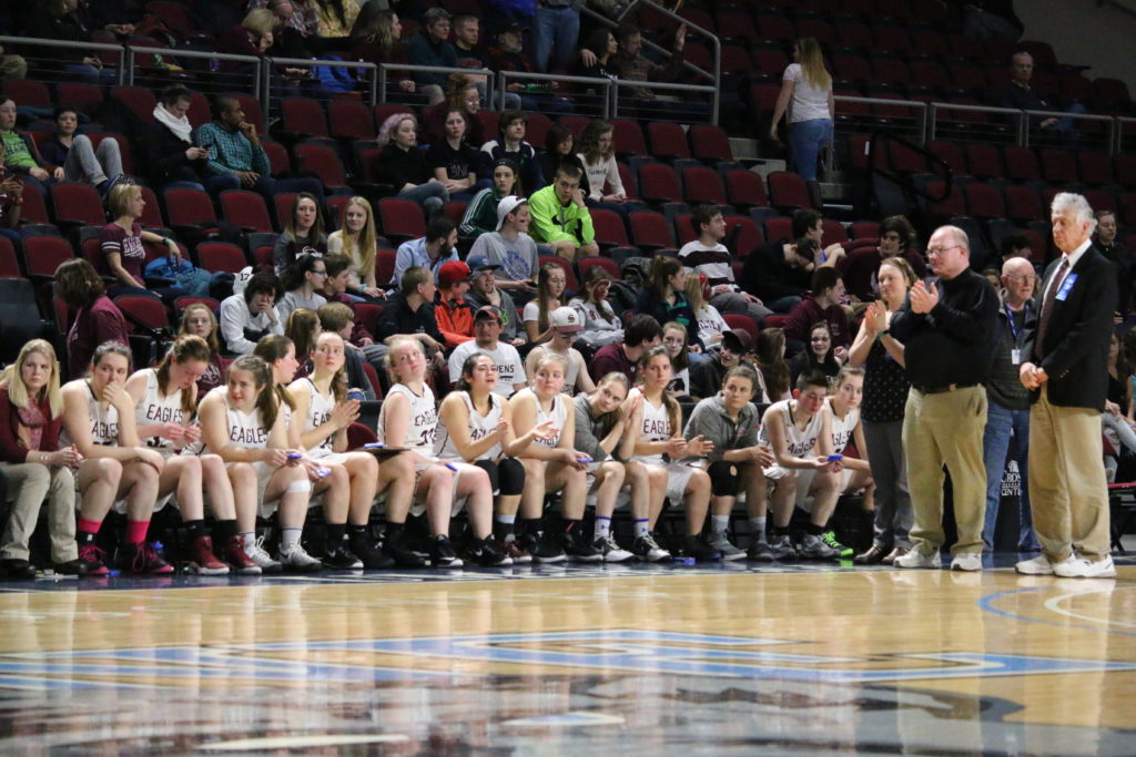 The Eagles applaud Dexter, winners of the Class C North title. Photo by Anne Berleant