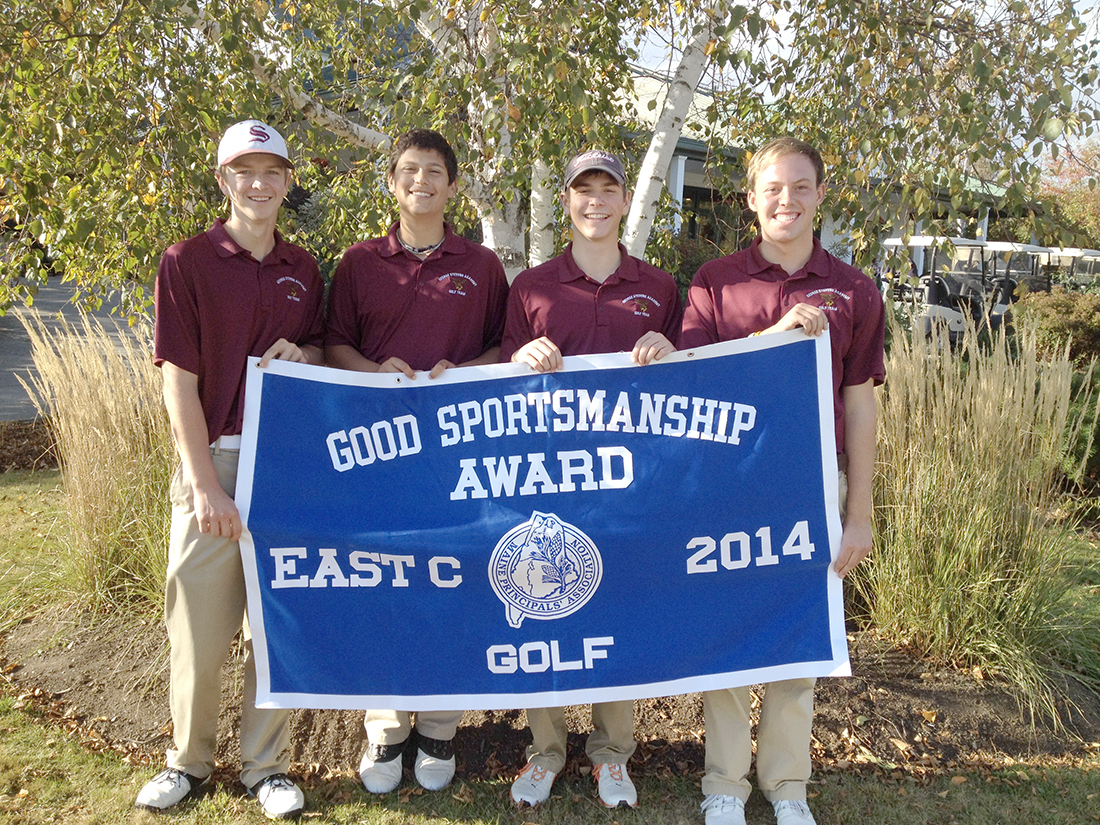 The Eagles varsity golf team won the Eastern Class C Sportsmanship award at the state championships in Vassalboro on October 11. From left, Dakota Chipman, Stefan Simmons, Tyler McKenney and Joe Maier.