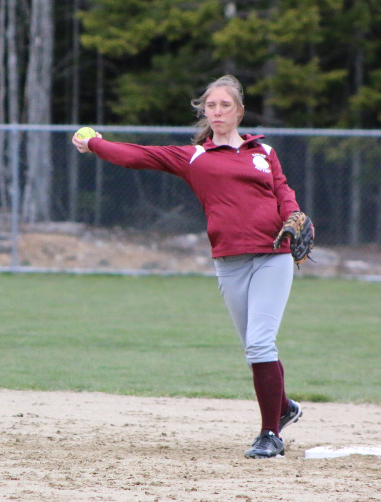 Shortstop Katrina Limeburner throws to first. Photo by Monique Labbe