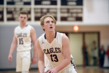 Beckett Slayton shoots from the foul line. Photo by Franklin Brown
